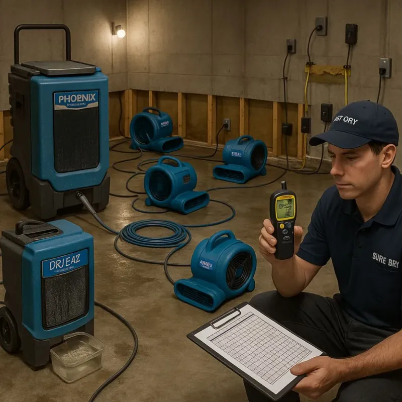 Structural Drying and Dehumidification process in Oakfield, WI